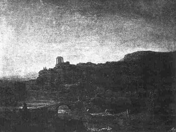 Abb. 130. Die große Landschaft mit den Ruinen auf dem Berge