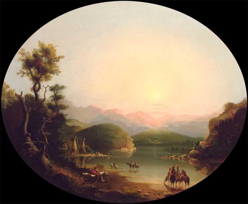 Shoshone Indians at a Mountain Lake (Lake Fremont). Alfred Jacob Miller