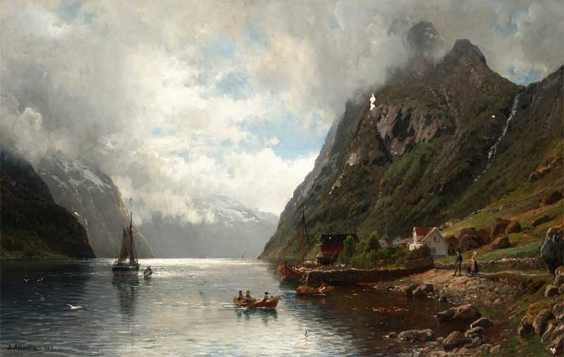 Fjord Landscape with figures. Anders Askevold