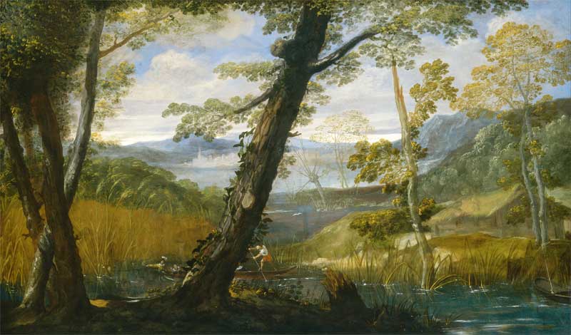 River Landscape. Annibale Carracci