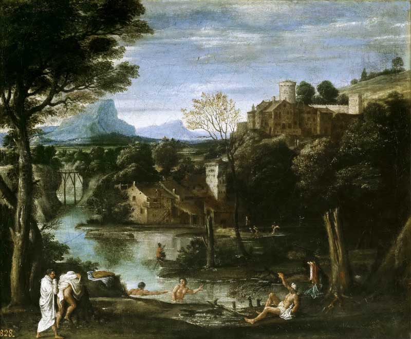 Landscape with bathers. Annibale Carracci