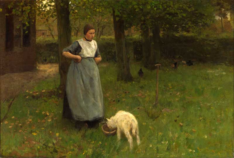 Woman from Laren with lamb, Anton Mauve