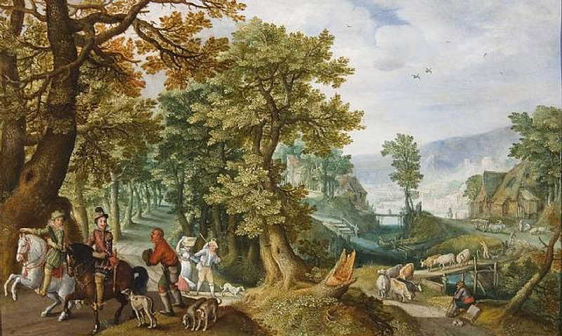 Landscape with Farmers and Equestrians . Anton Mirou