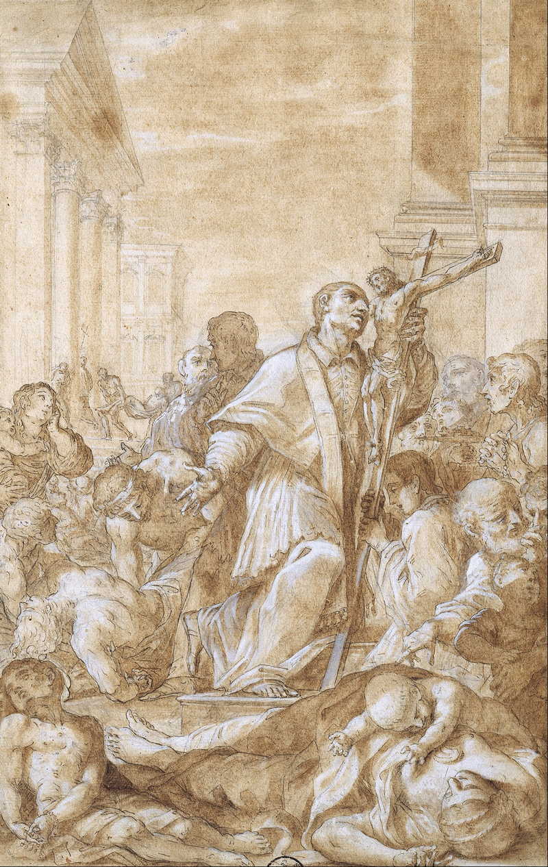 Saint Carlo Borromeo among the Plague Sufferers . Benedetto Luti