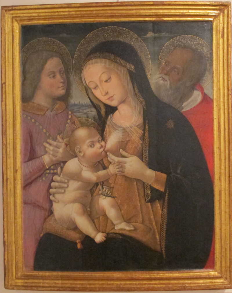 Madonna and child, an angel and St. Jerome. Bernardino Fungai