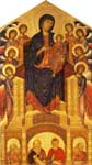 Enthroned Madonna with eight angels and four prophets, Detail. Cimabue