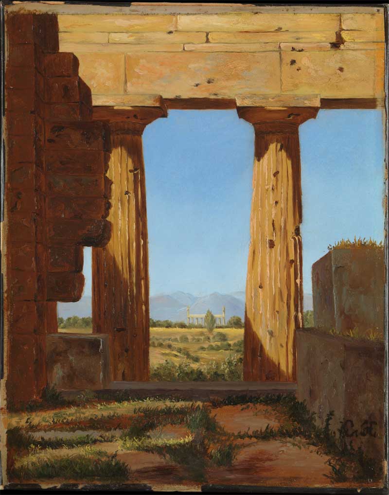 Columns of the Temple of Neptune at Paestum . Constantin Hansen
