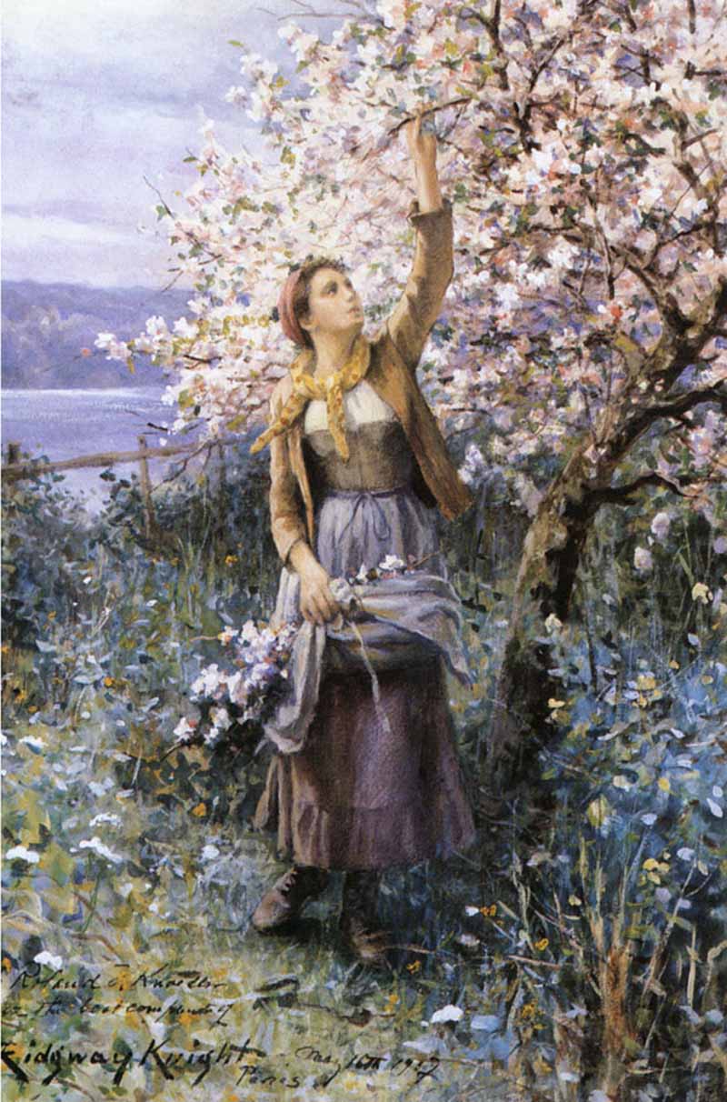 Gathering Apple Blossoms, Daniel Ridgway Knight