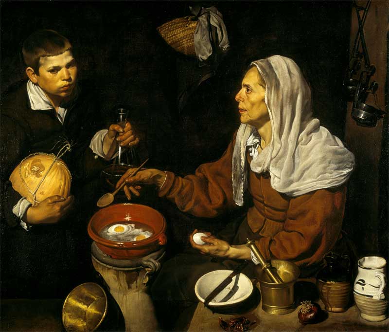 An old woman frying eggs (The old cook). Diego Velázquez