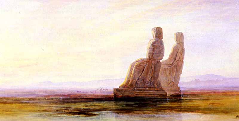The Plain Of Thebes With Two Colossi, Edward Lear