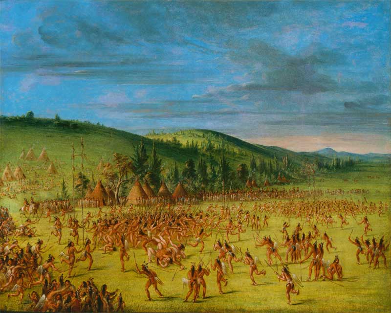 Ball-play of the Choctaw--Ball Up. George Catlin