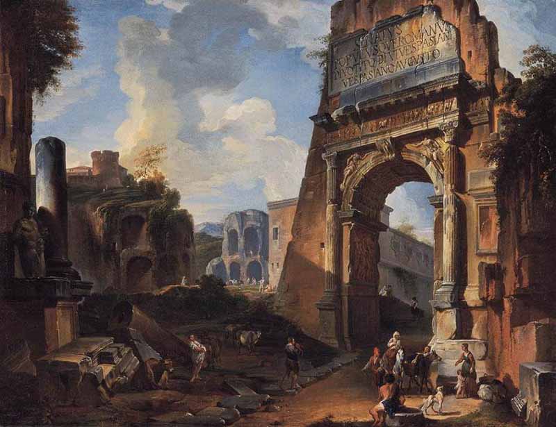 Ideal Landscape with the Titus Arch. Giovanni Paolo Pannini