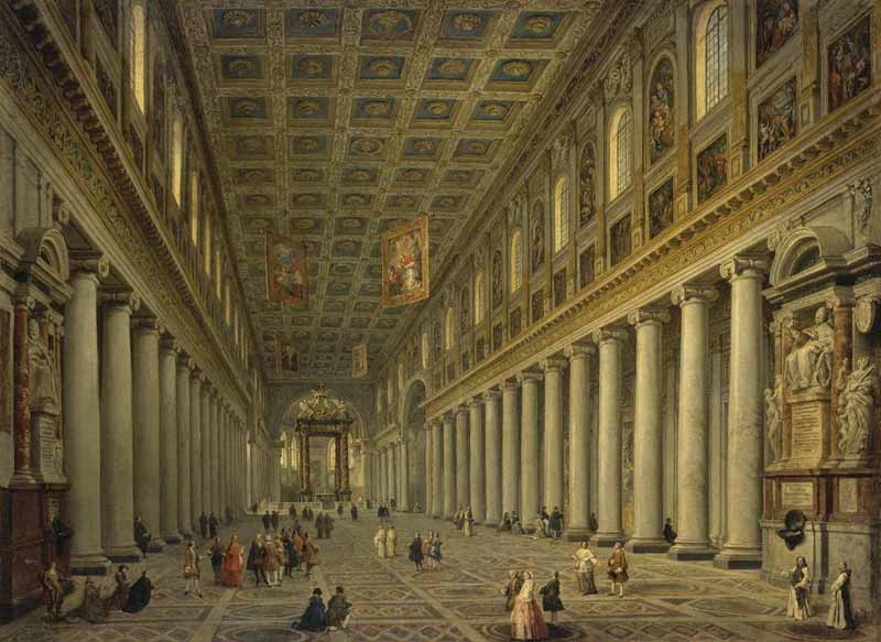 Interior of the Santa Maria Maggiore in Rome. Giovanni Paolo Pannini