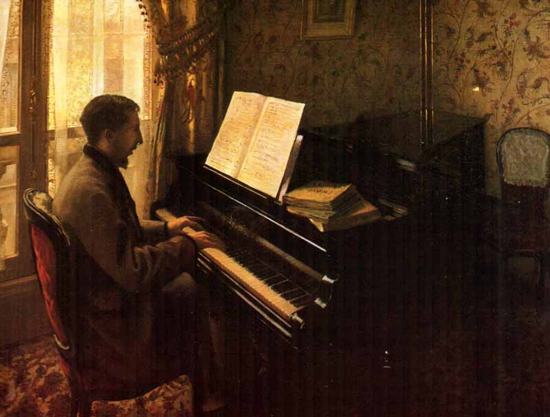 Young Man Playing the Piano (Martial Caillebotte) . Gustave Caillebotte