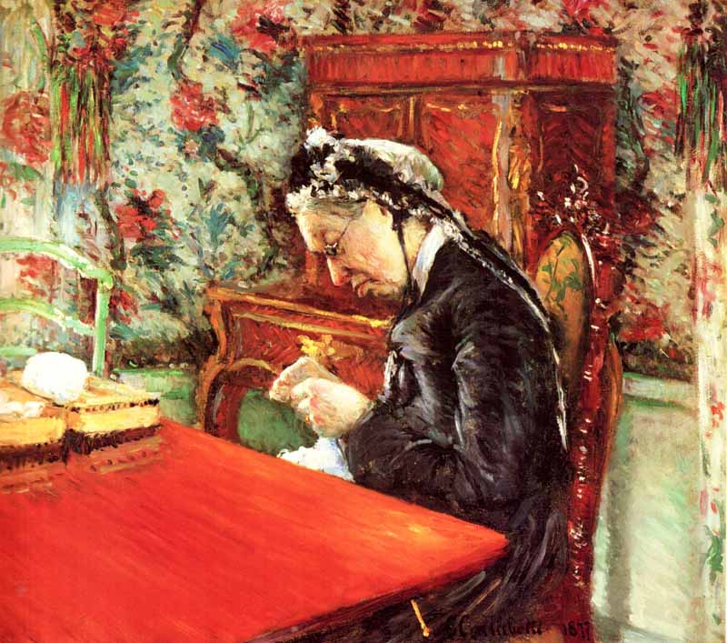 Mademoiselle Boissière Knitting . Gustave Caillebotte