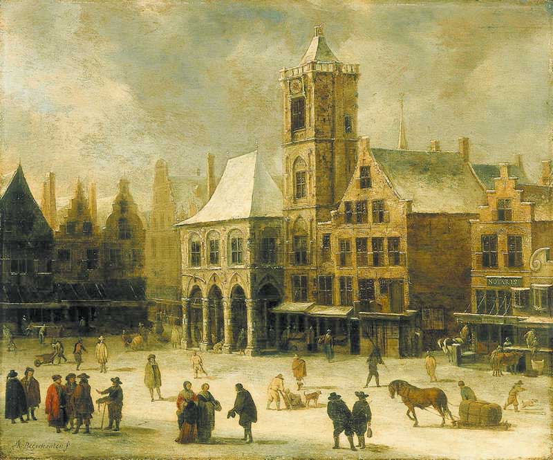 Dam Square with the old town hall on the Dam. Jan Abrahamsz Beerstraaten