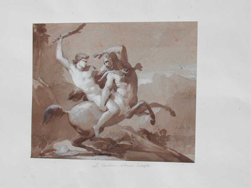 Theseus fighting the centaur Chiron . Jean Alaux