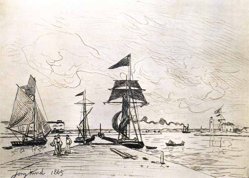 Wooden Pier in the Harbour of Honfleur. Johan Barthold Jongkind