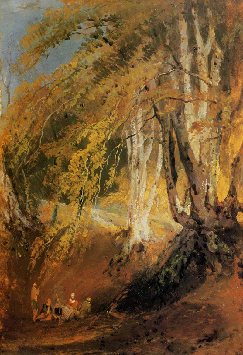 A Beech Wood with Gipsies Round a Camp Fire. Joseph Mallord William Turner