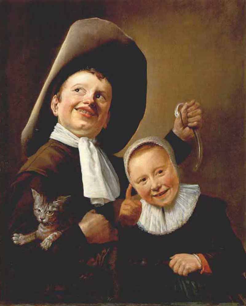 A Boy And A Girl With A Cat And An Eel, Judith Leyster