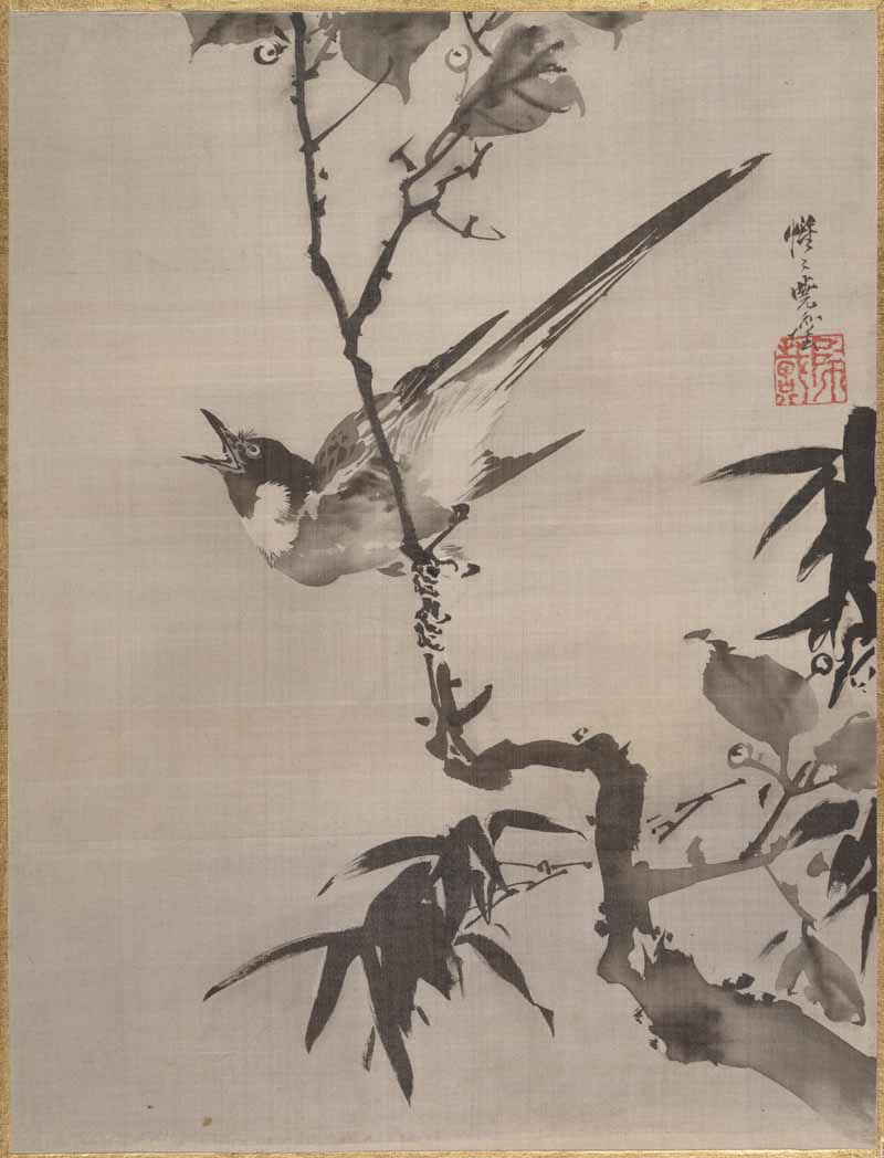 Singing Bird on a Branch, Kawanabe Kyosai