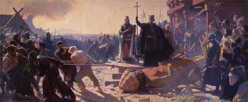 The Taking of Arkona in 1169. King Valdemar and Bishop Absalon. Laurits Tuxen