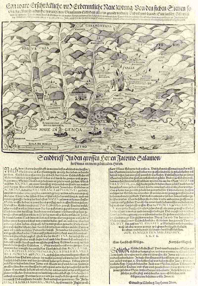 Earthquake in Villafranca on 20 July 1564. According to a report by Francesco Mogiol from Nice, Hans Adam
