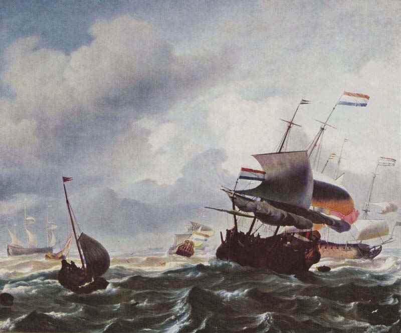 Ships in the storm. Ludolf Backhuysen