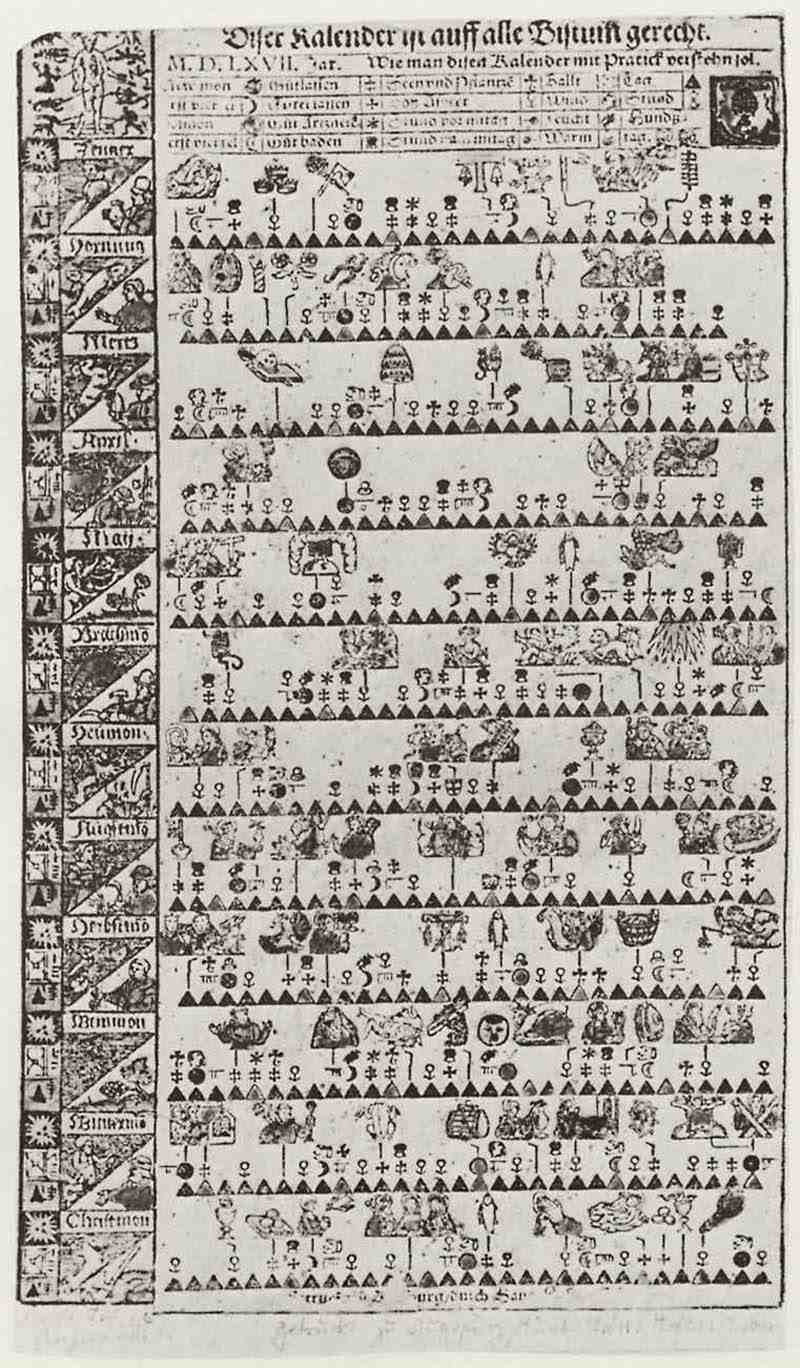 Calendar of all dioceses for the year 1567, Hans Hofer (Follower)