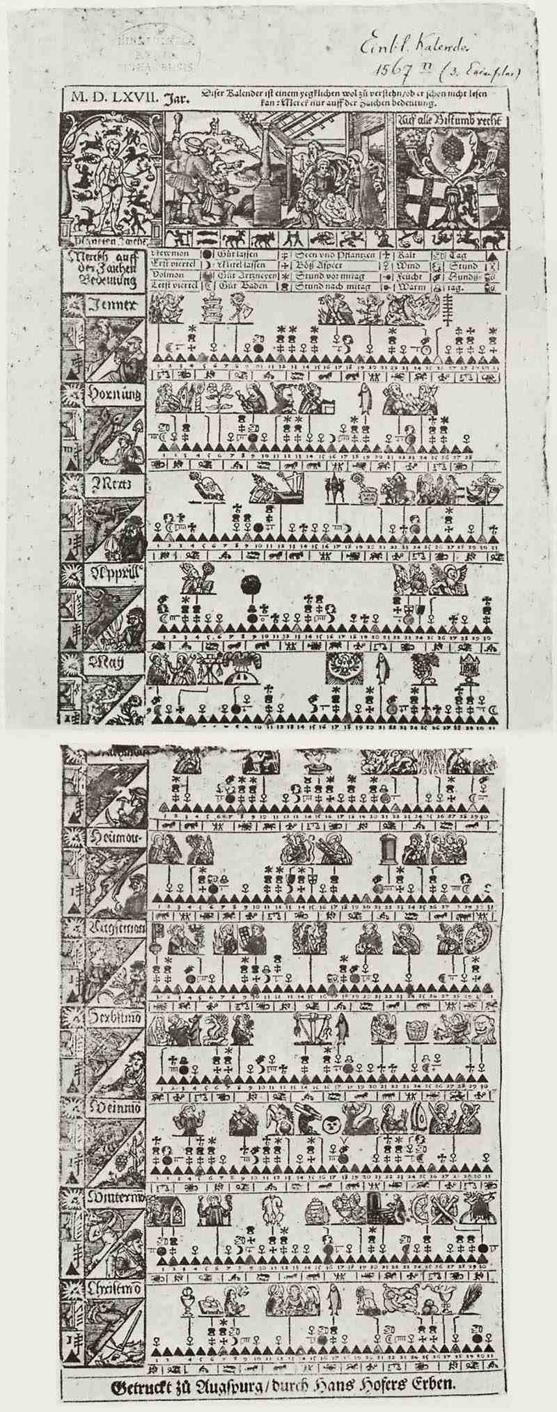 Calendar for the year 1567. Hans Hofer (Follower)