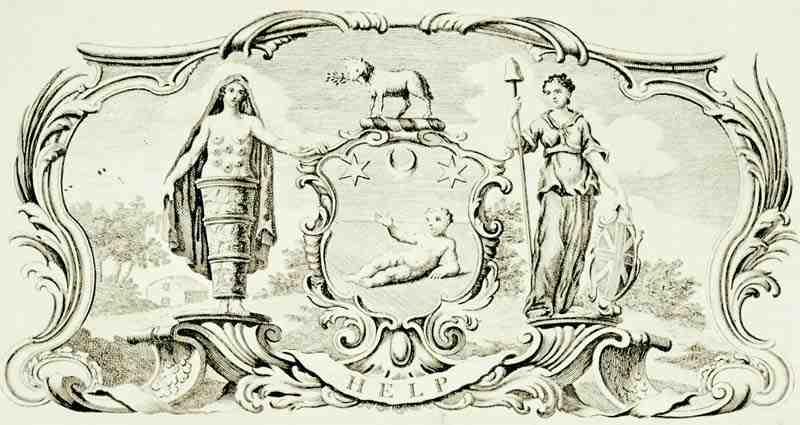 Coat of arms of the foundling home. William Hogarth