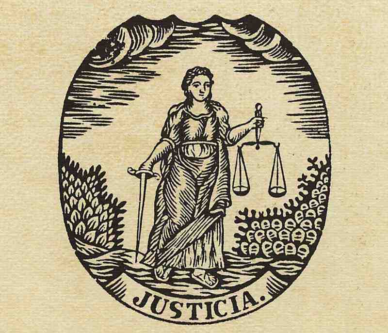 Justitia (Allegory of Justice), Woodcutter from the Estivill printing house in Barcelona