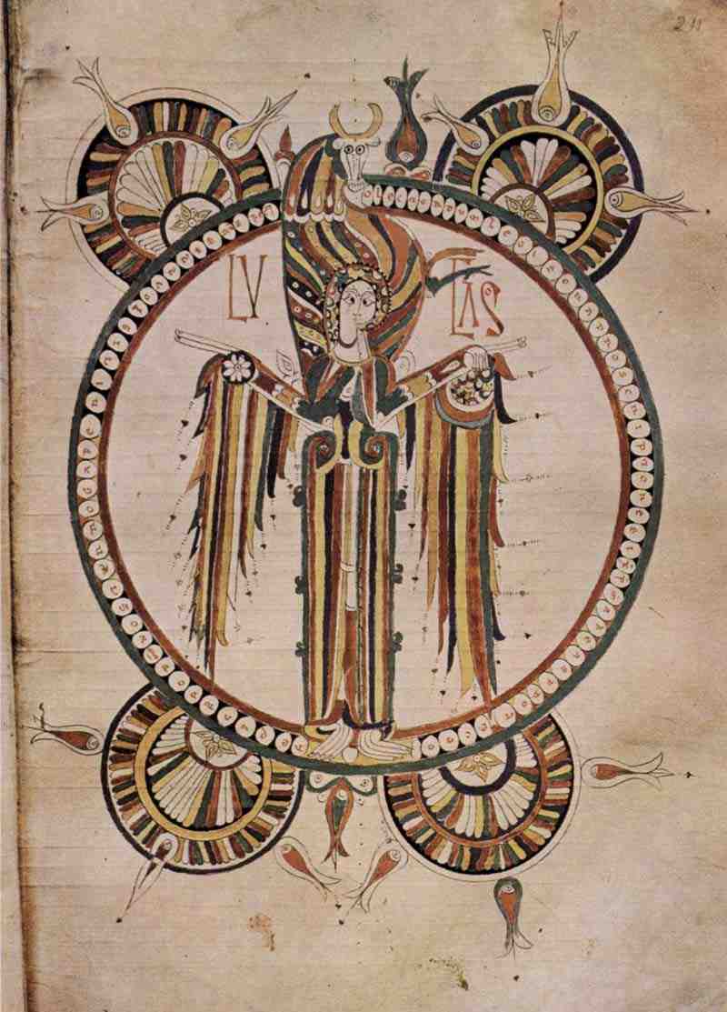 Bible of Leon, scene: Symbol of St. Lucas.  John (Master of the Bible of León of 920)
