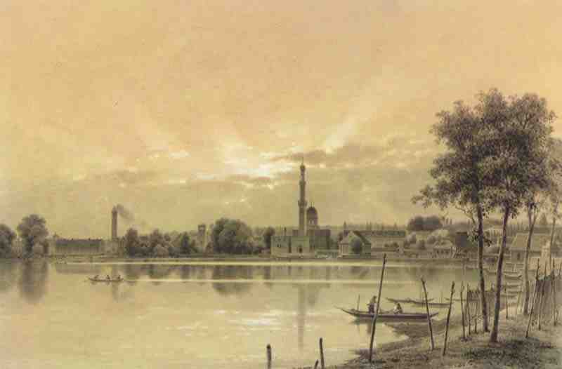 Potsdam, Havel shore with Dampfmaschinenhaus, Ferdinand Kiesling