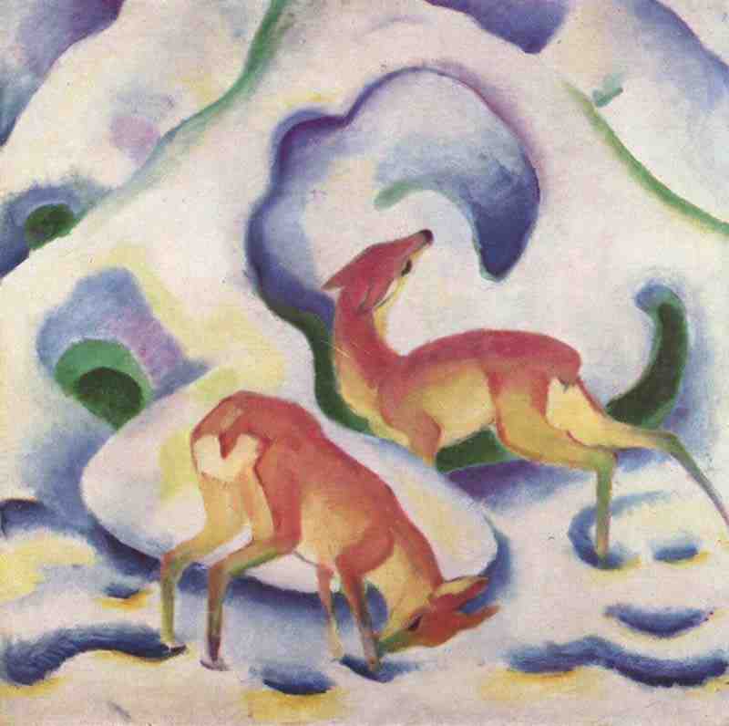 Deer in the snow, Franz Marc