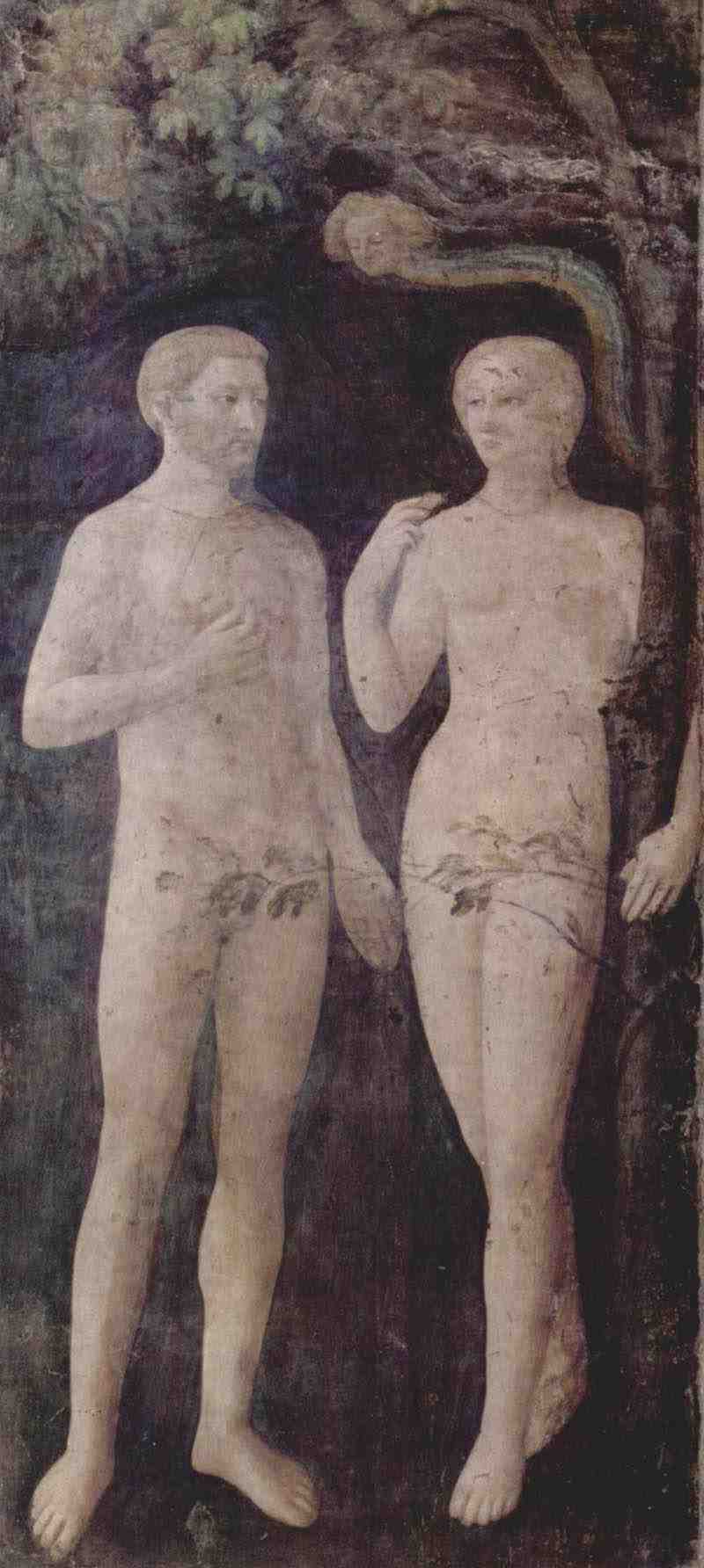 Frescoes of the Brancacci Chapel in Santa Maria del Carmine in Florence scenes from the life of Peter scene: The Temptation of Adam and Eve. Masolino