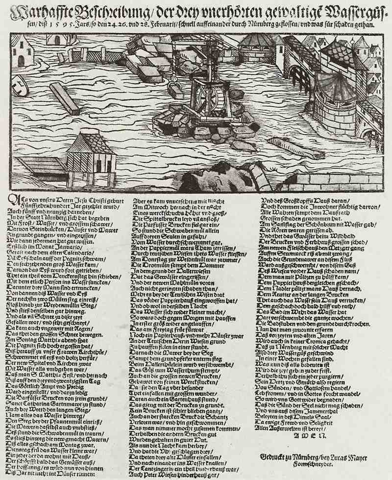 Flooding in Nuremberg from 24 to 28 February 1595. Lucas Mayer