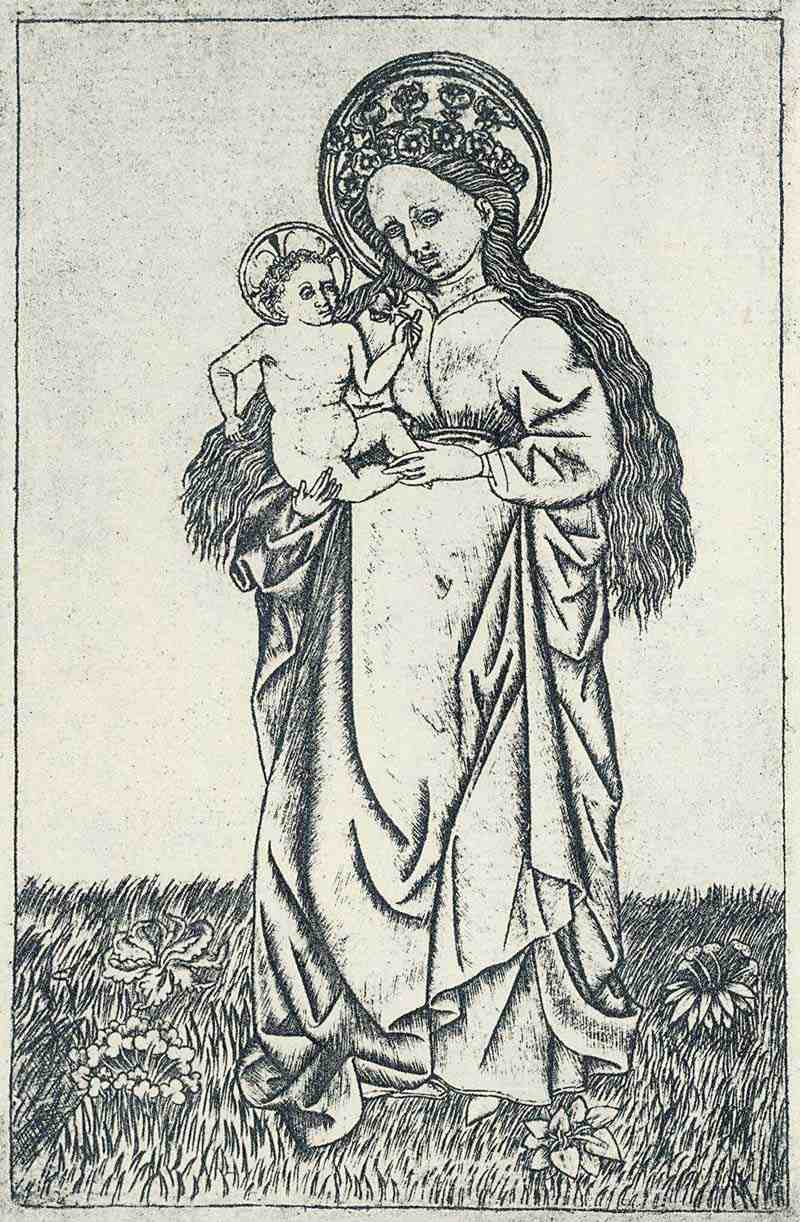 The standing Madonna with Garland in her hair. Master of the Nuremberg Passion