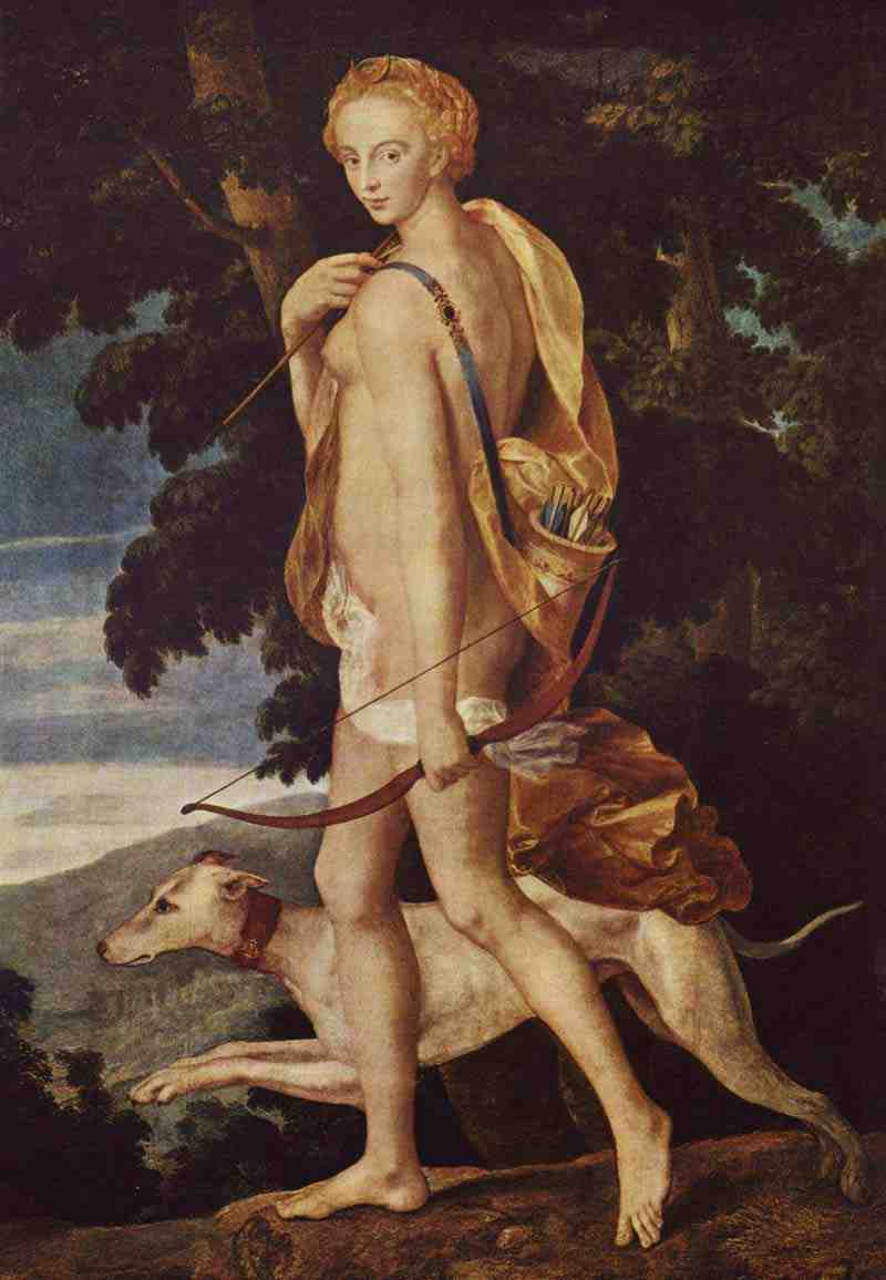 Diana as a huntress. Master of the School of Fontainebleau