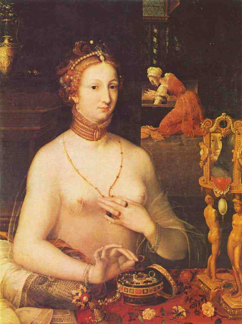 Portrait of a lady at her toilet. Master of the School of Fontainebleau