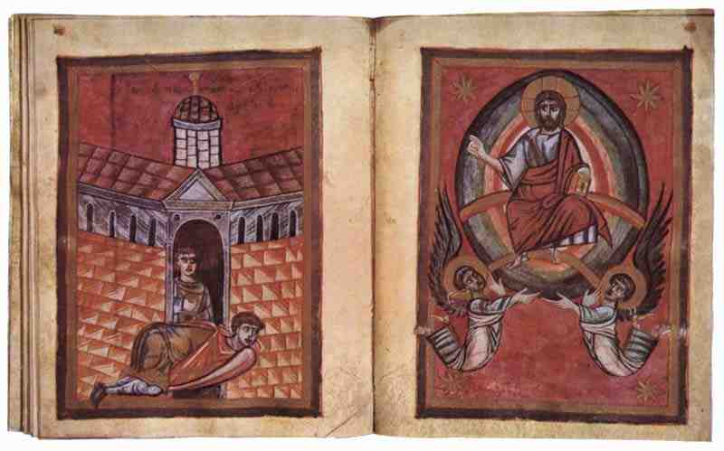Prayer book of Otto III, scene: Adoration of the Maiestas Domini. Master of the prayer book of Otto III.