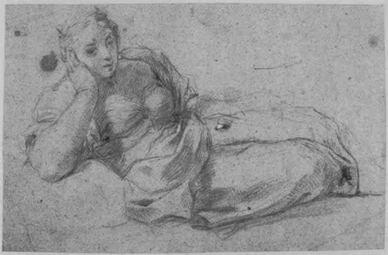 Figure of a reclining woman. Pierre Mignard