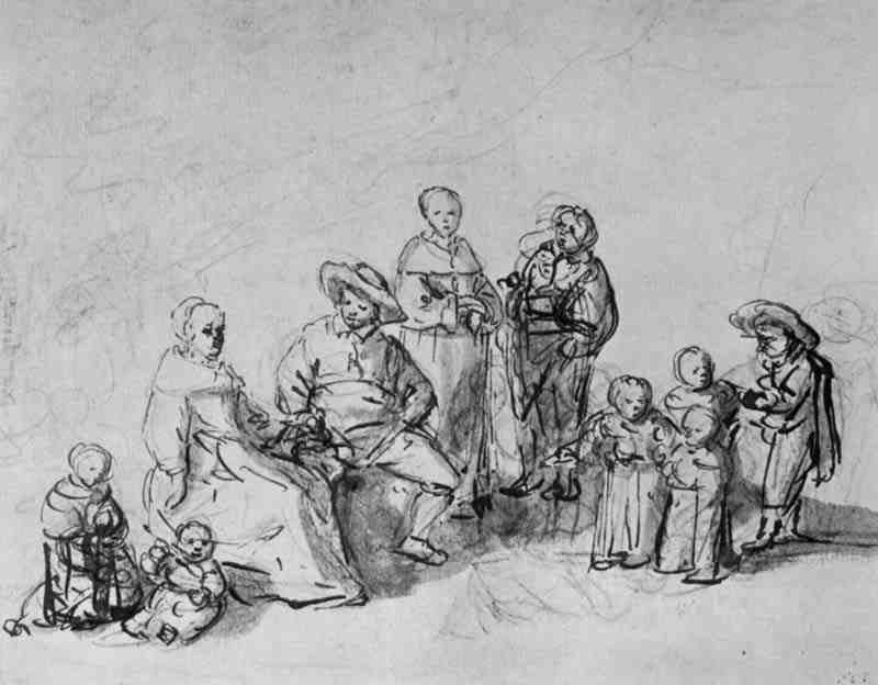 Study of a family portrait. Adriaen van Ostade