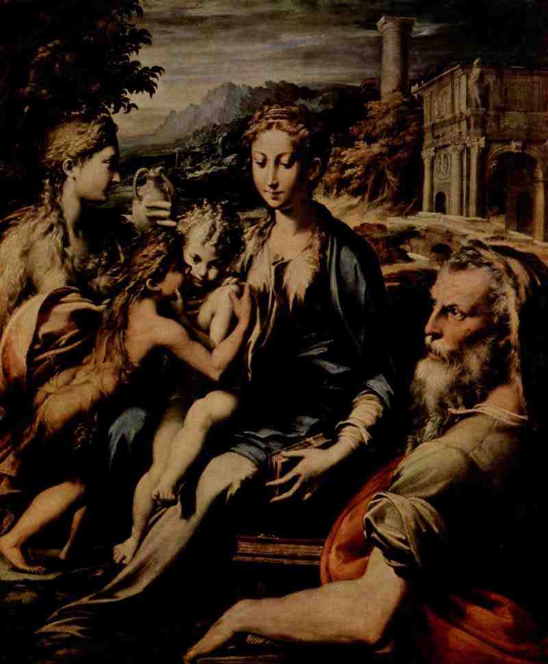 Enthroned Madonna, St. Zechariah, St. John the Baptist and St. Mary Magdalene. Parmigianino
