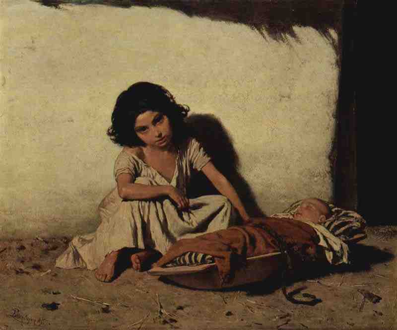 Gypsy children. August Xaver Karl von Pettenkofen
