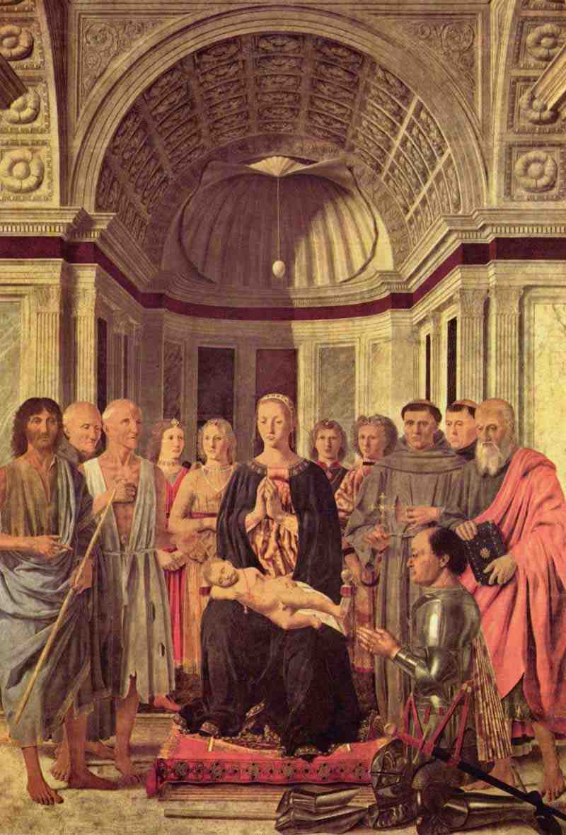 Enthroned Madonna with Saints and Federigo da Montefeltro the founder, Piero della Francesca