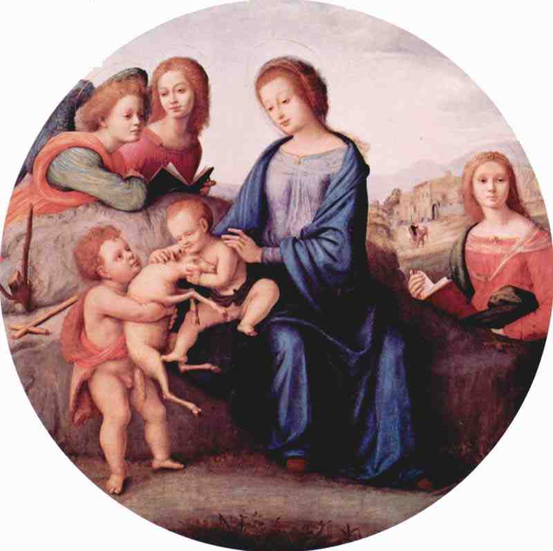 Madonna with John the Baptist, St. Margaret and angels, Tondo, Piero di Cosimo