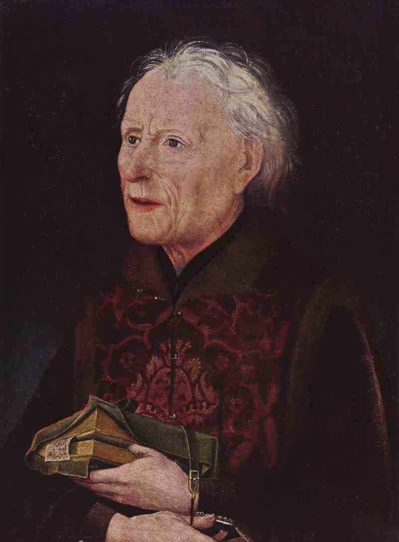 Lowenstein-Diptych, Man of Sorrows with the client, devotional, right wing inside, Scene: Portrait of Canon Georg Graf von Löwenstein. Hans Pleydenwurff