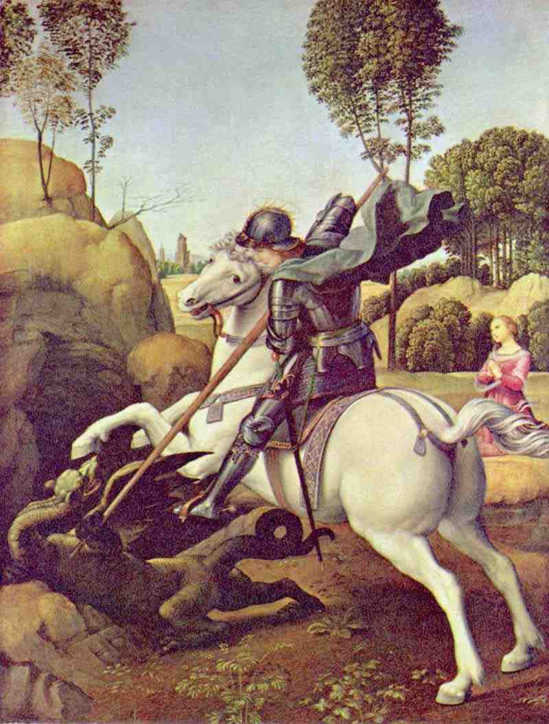 St. George fighting the dragon. Raphael