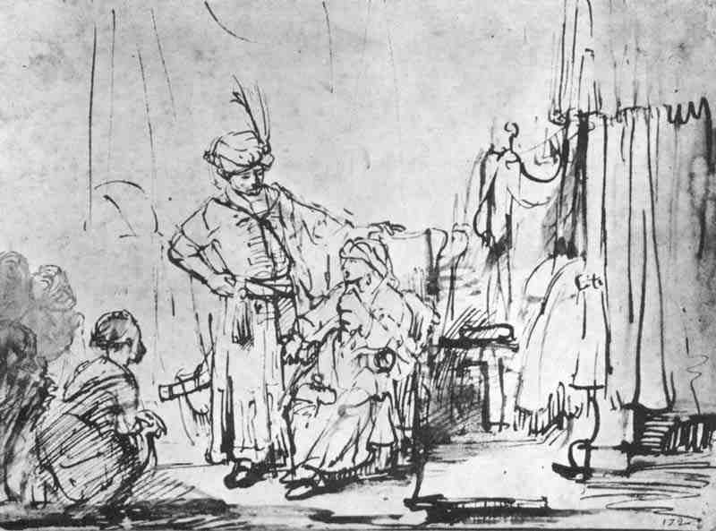 Potiphar's wife slanderes Joseph, Rembrandt Harmensz. van Rijn
